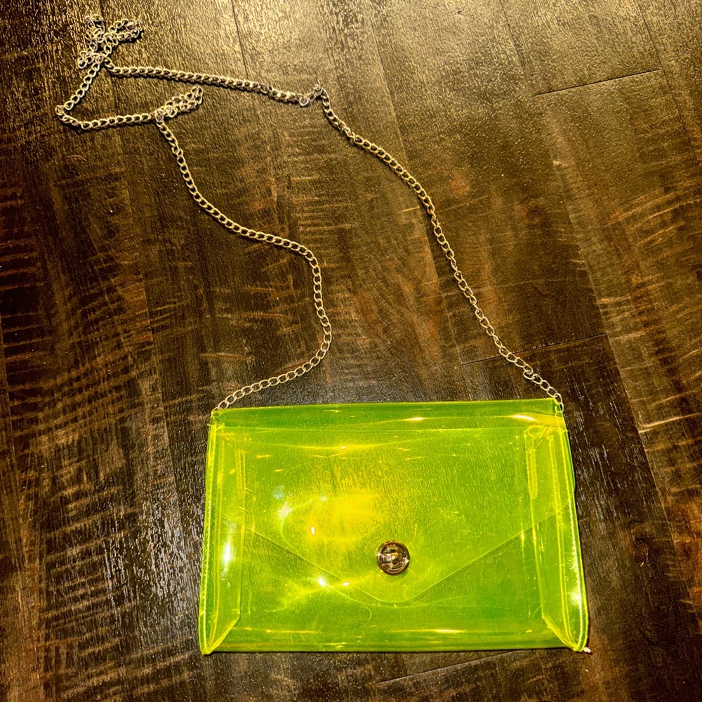 Neon Yellow Transparent Chain Bag